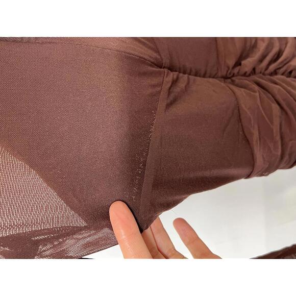 Bardot Veria Wrap Mesh Maxi Dress in Chocolate - Picture 7 of 8